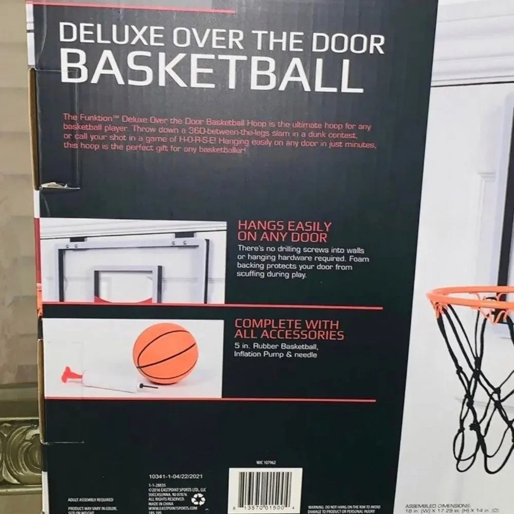Deluxe Over The Door Basketball Hoop with BackBoard and Ball